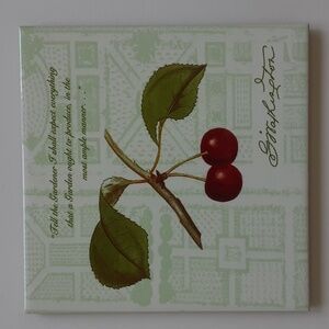 Cherries Tile Trivet George Washington Quote Tell the Gardener 6x6" Ceramic